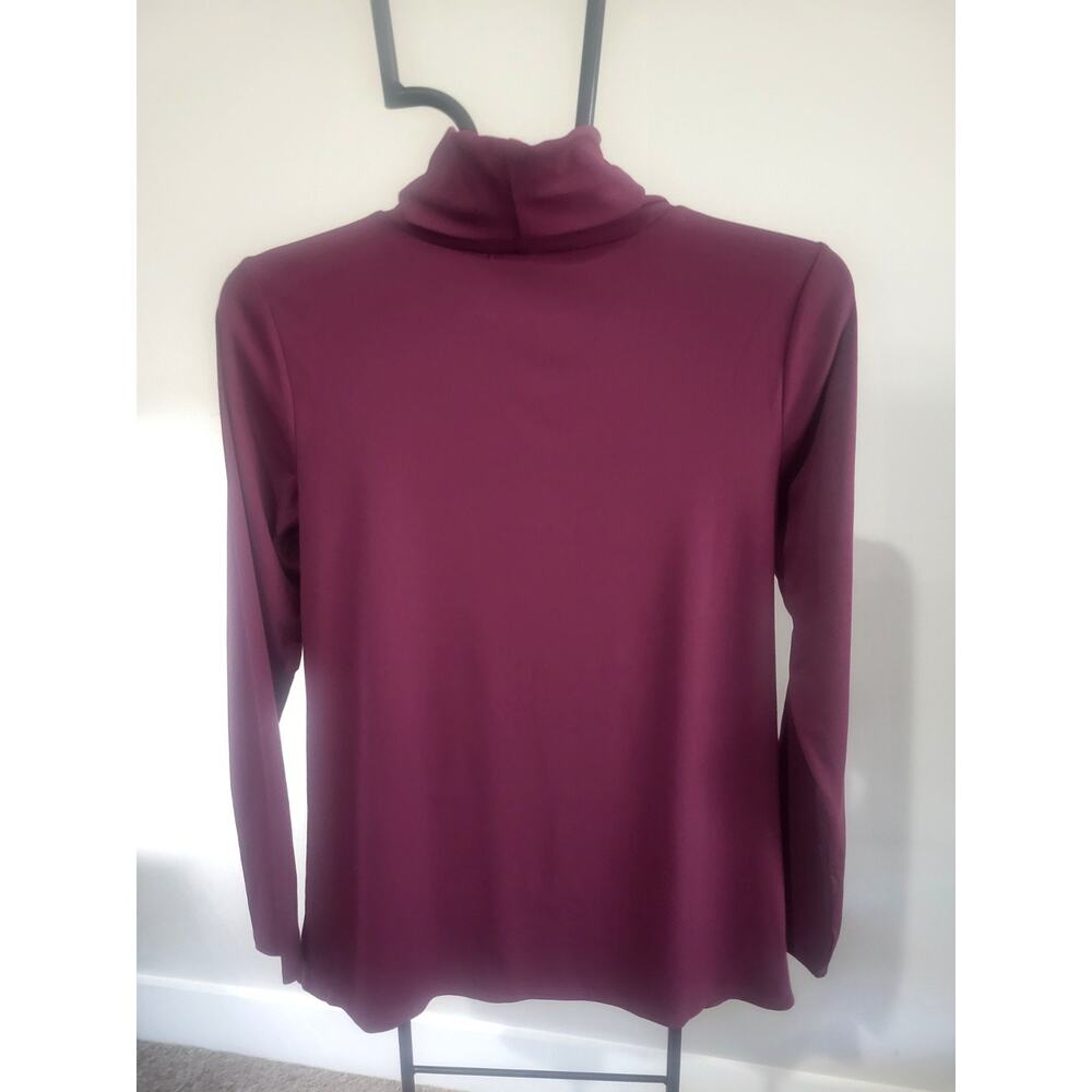 Belle Kim Gravel Med Italian Plum Tripleluxe MicroRibbed Turtleneck A666954 NWOT - Picture 4 of 8